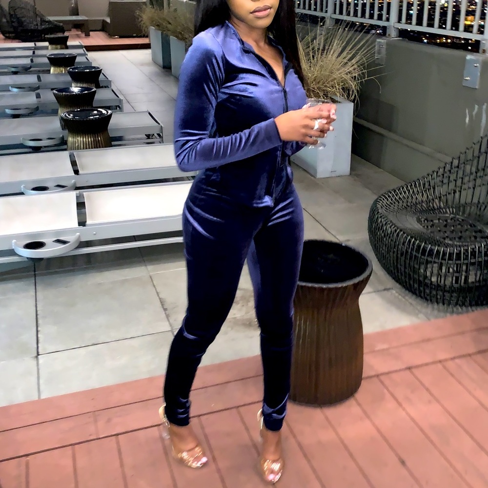 Blue Velour 2 Piece Set